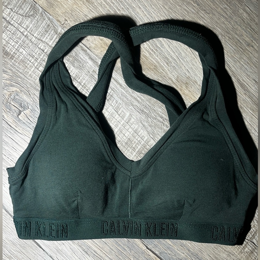 BRAND NEW Calvin Klein Lightly Lined Bralette - Deep Green, NWT, Size Small
